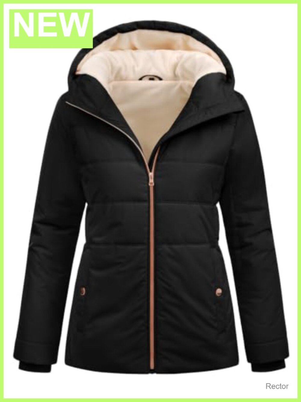 Fleece Lined Puffer Jacket Womens Hooded Warm Quilted Padded Coat